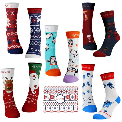Șosete Cadou de Crăciun pentru Bărbați Wantee – Set de 5 perechi