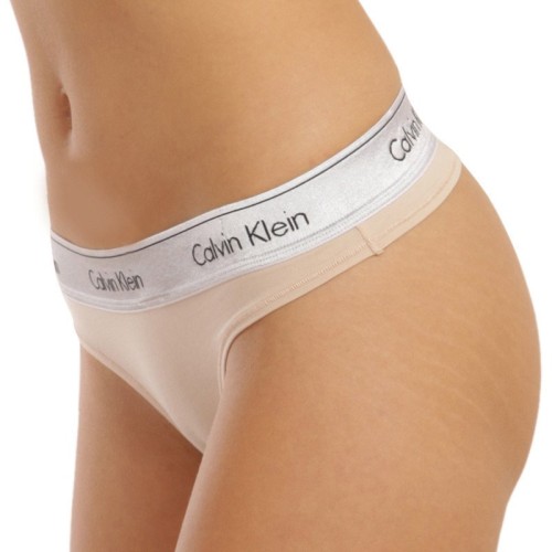 Chiloți Tanga Calvin Klein MC Metallic-Thong Bej