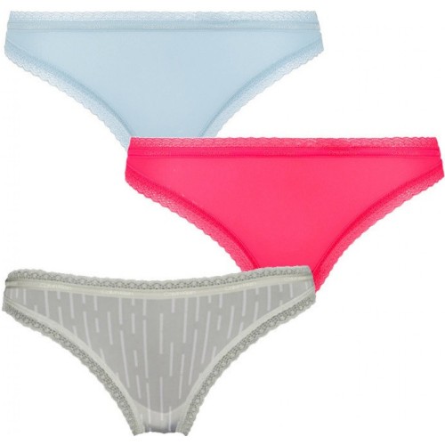 Chiloți bikini pentru femei Calvin Klein Bottoms Up Refresh albastru deschis, verde deschis, roz set de 3