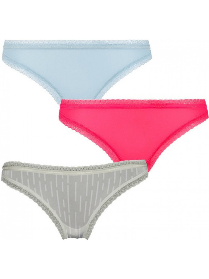 Chiloți bikini pentru femei Calvin Klein Bottoms Up Refresh albastru deschis, verde deschis, roz set de 3