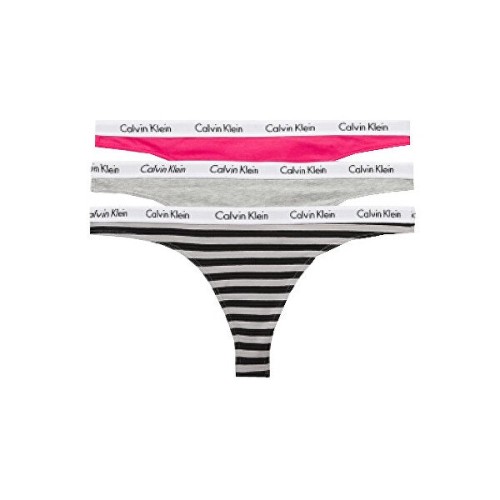 Tanga pentru Femei Calvin Klein Carousel Thong Roz Întunecat, Gri, în Dungi 3-Pack