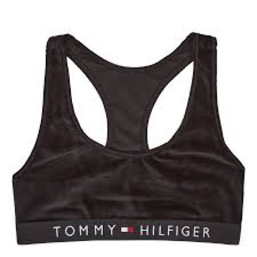 Sutien sport pentru femei Tommy Hilfiger Unlined Bralette Velour Negru