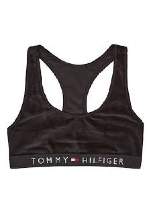Sutien sport pentru femei Tommy Hilfiger Unlined Bralette Velour Negru