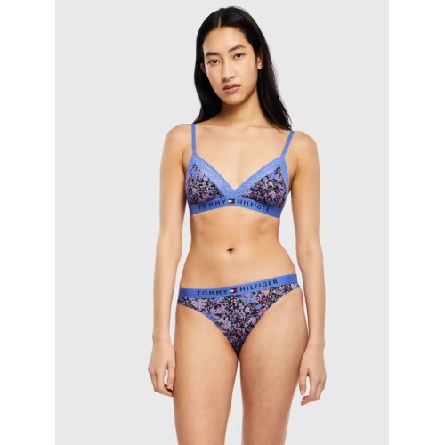 Sutien Damă Tommy Hilfiger Original Dantelă-Triunghi fără Căptușeală Imprimat Albastru