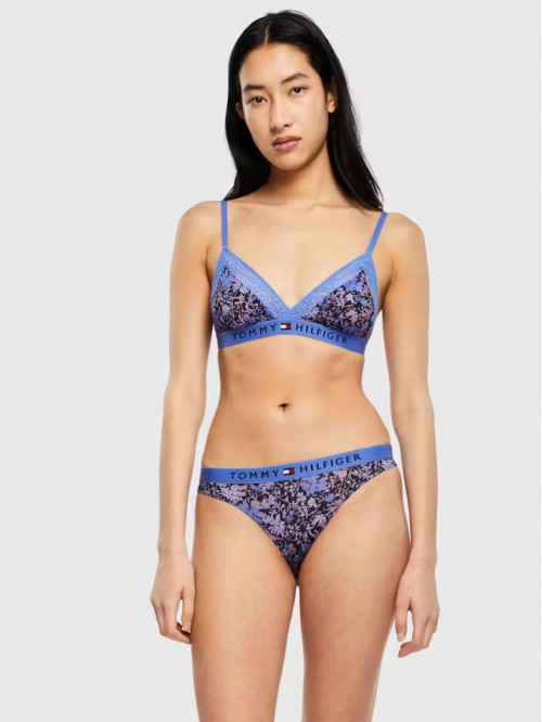 Sutien Damă Tommy Hilfiger Original Dantelă-Triunghi fără Căptușeală Imprimat Albastru