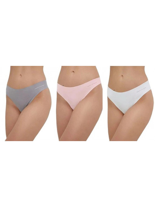 Chiloți brazilieni fără cusături Tommy Hilfiger pentru femei, set de 3 – Roz, Gri, Alb
