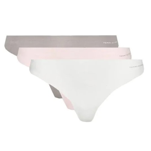 Tanga Fără Cusături pentru Femei Tommy Hilfiger 3-Pack Multicolor - Roz, Gri, Alb