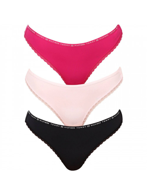 Chiloți tanga Tommy Hilfiger Recycled Micro Lace pentru femei, roz deschis, roz închis, negru, set d...