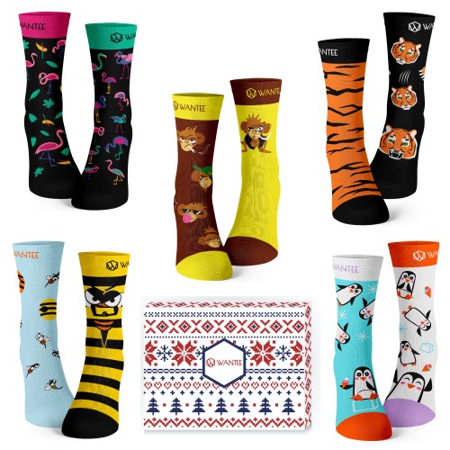 Șosete Animale Sălbatice Wantee 5-pack cutie cadou