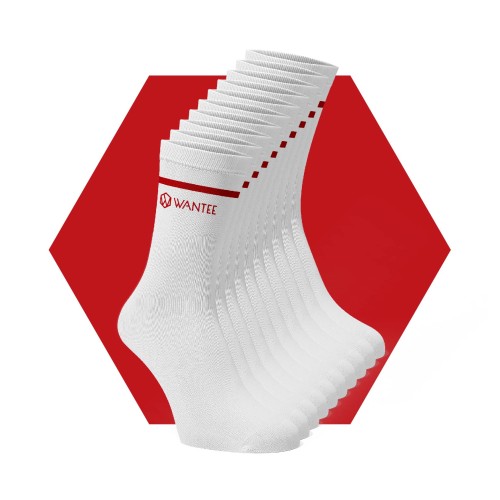 Șosete Basic White and Red Wantee 10-pack
